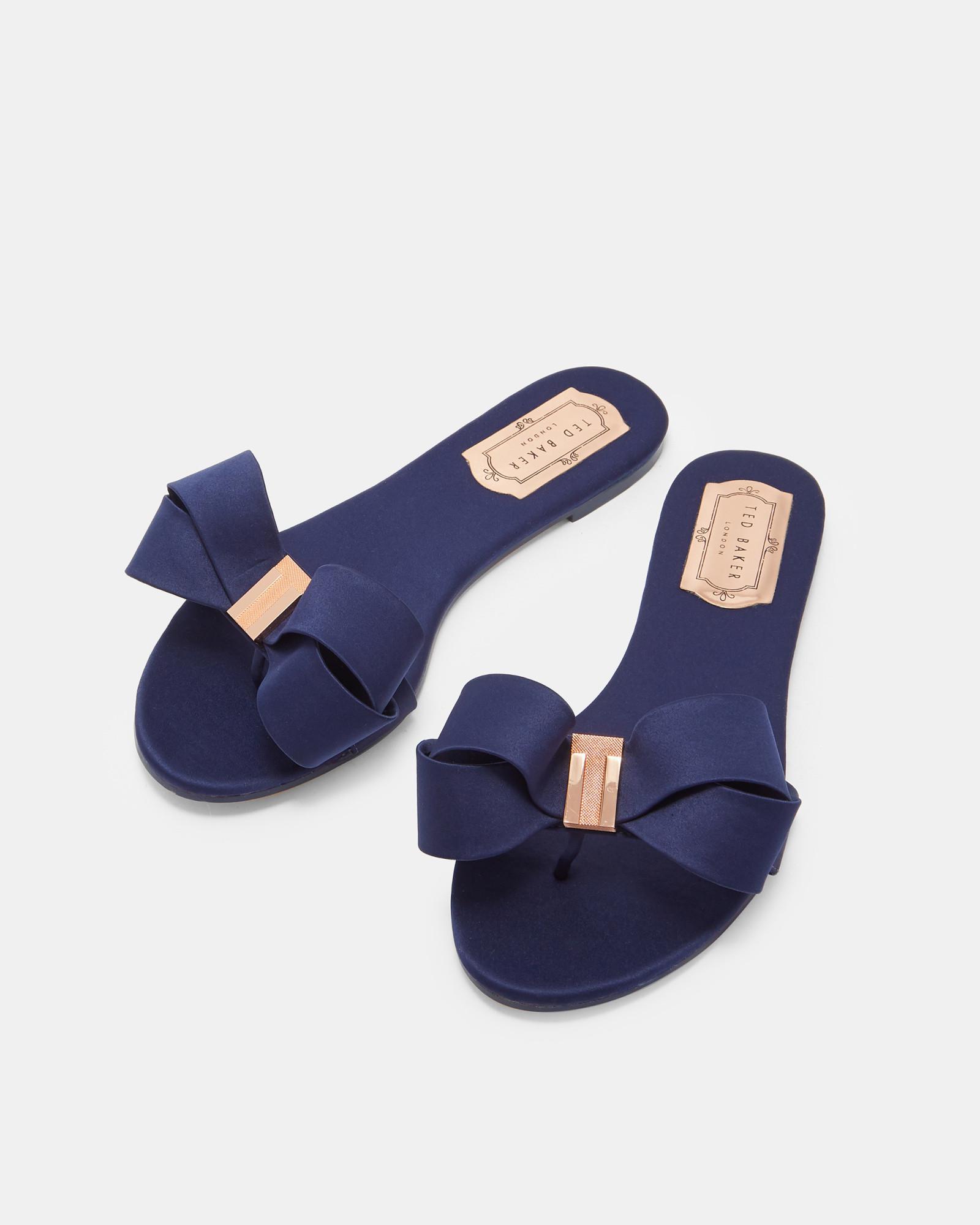 Ted Baker Bow Detail Satin Sliders in 