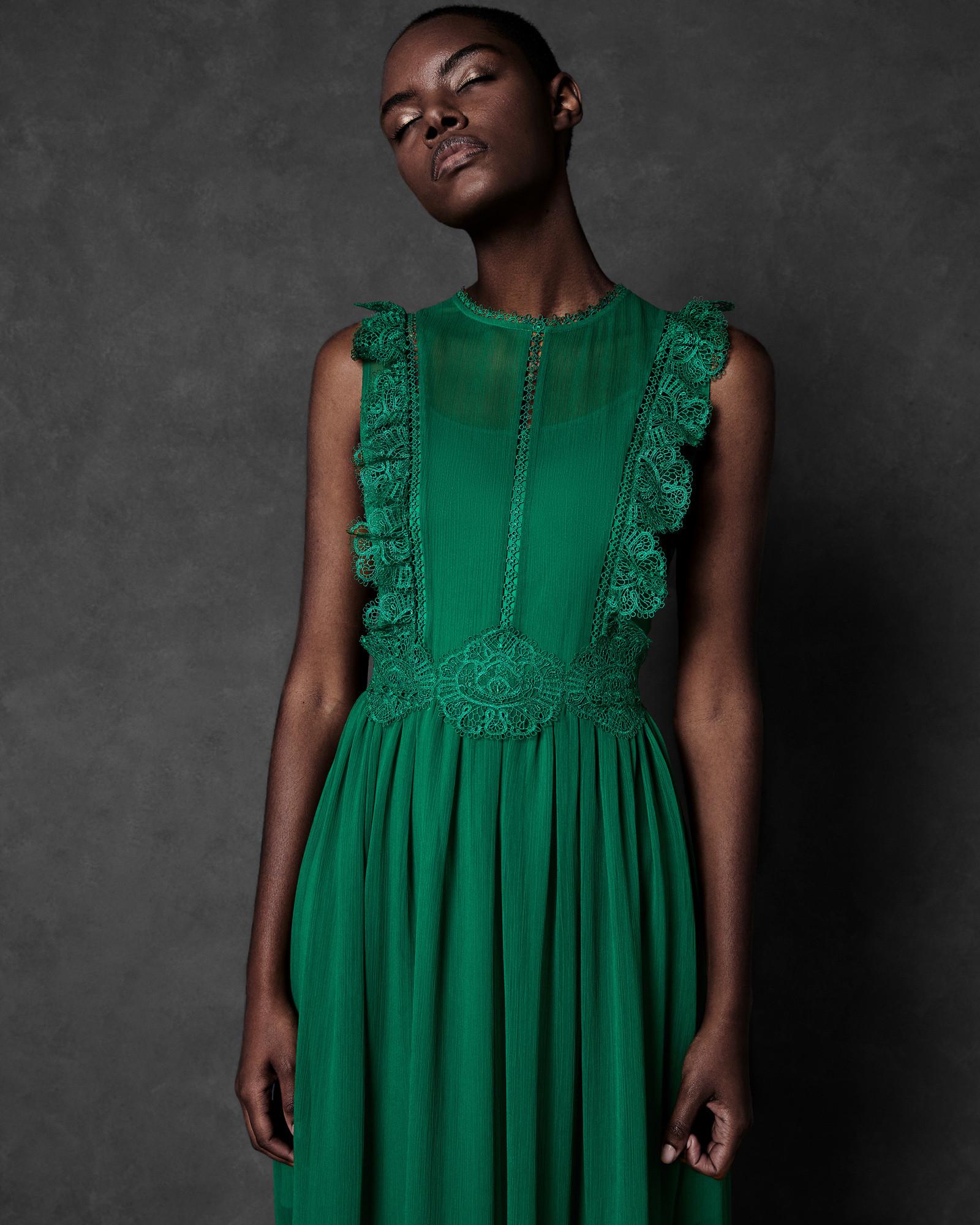 ted baker frill lace midi dress