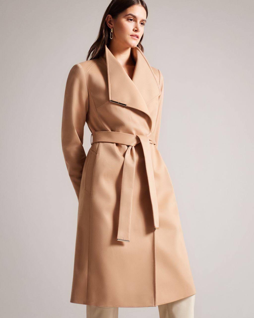 Ted Baker Midi Length Wrap Trench Coat in Natural | Lyst