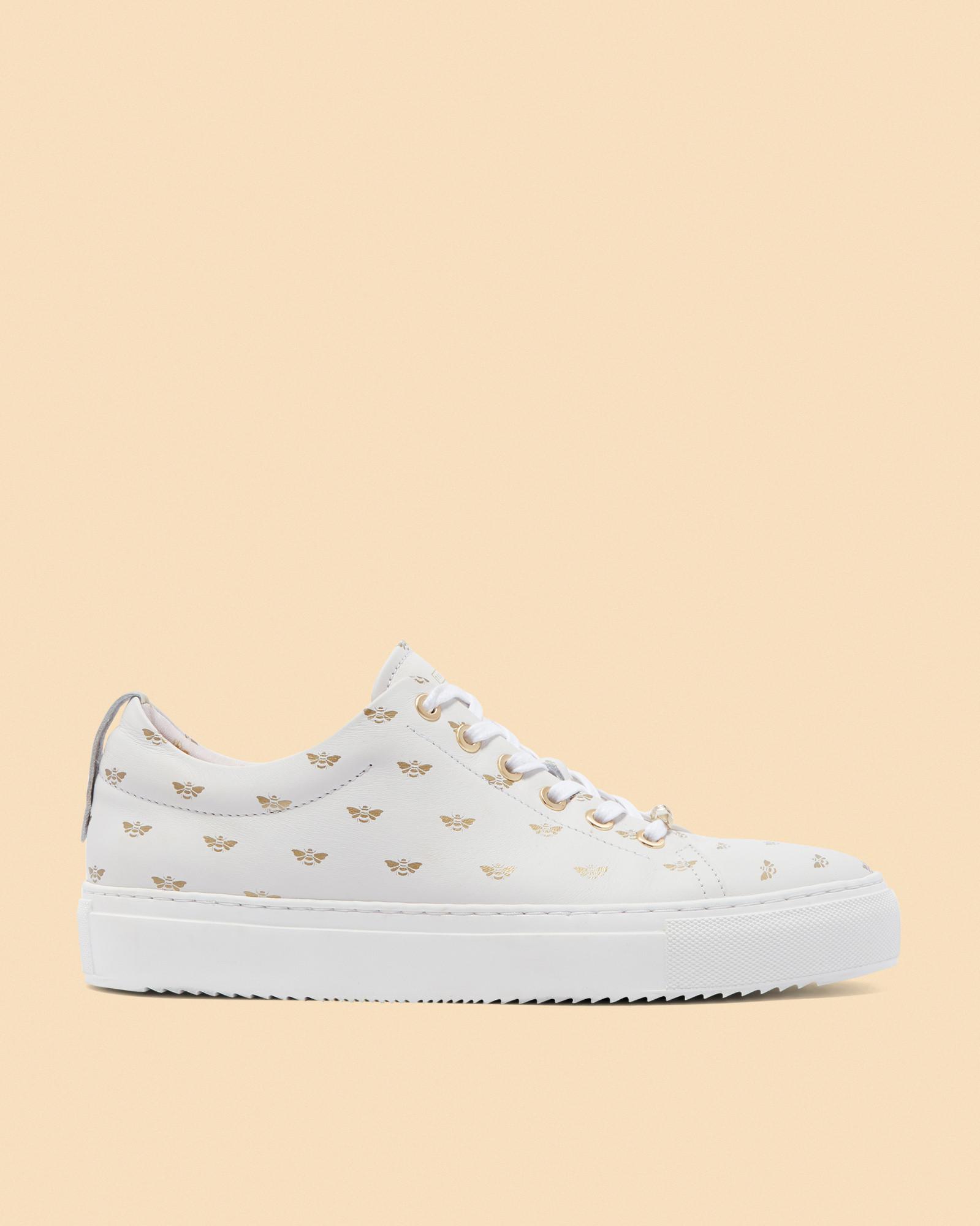 white trainers with bees