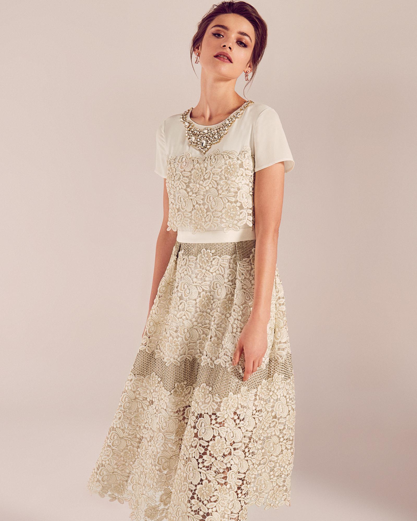 Ted Baker Embellished Lace Wedding Dress in Natural | Lyst UK