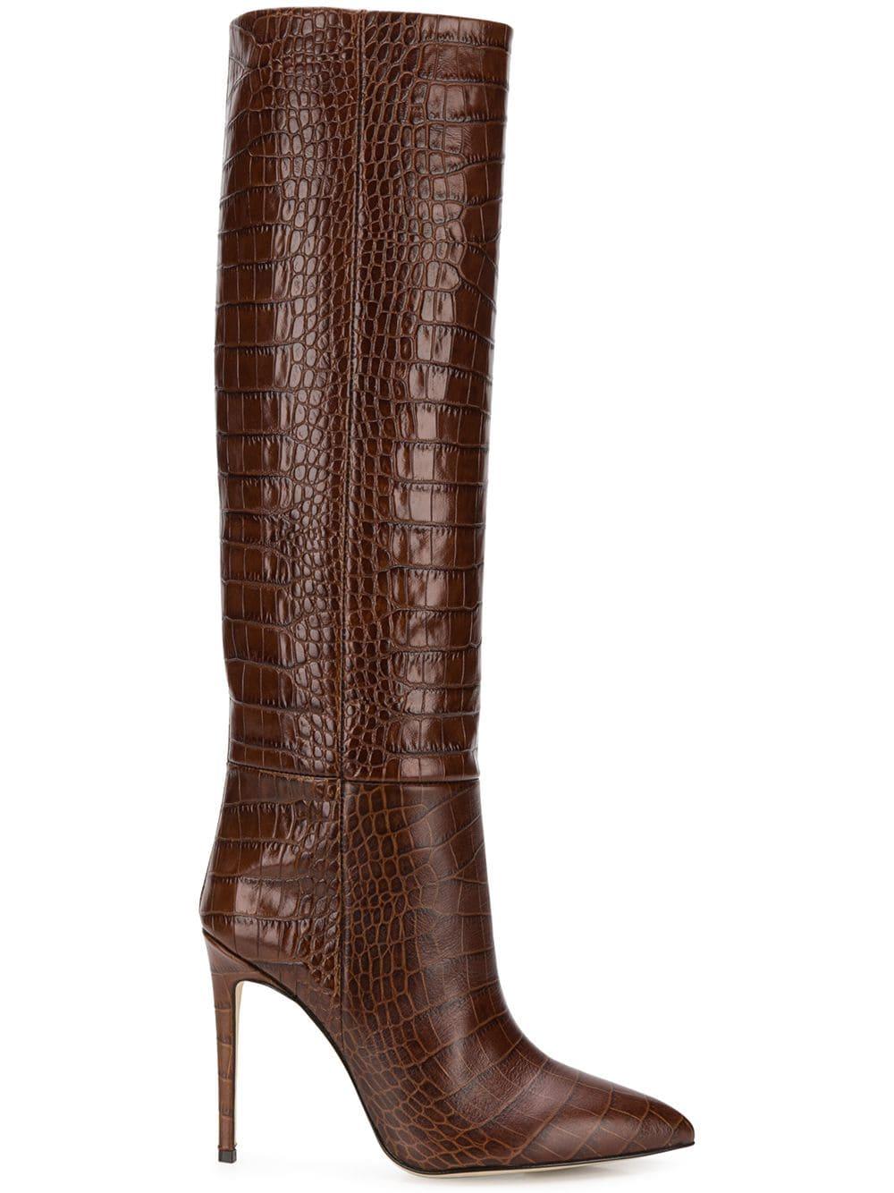 knee high croc boots brown
