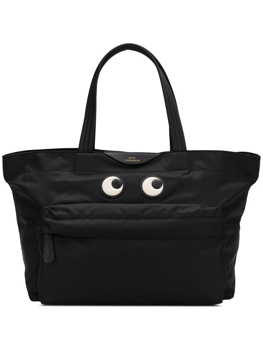 Anya Hindmarch Synthetic Eyes Large Tote in Black | Lyst