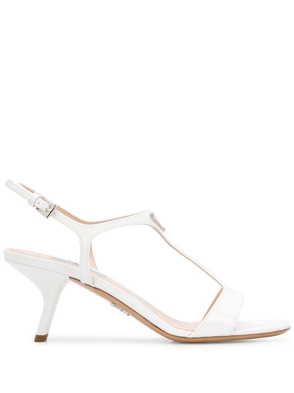 Prada Leather 65mm Sandals in White - Save 34% - Lyst