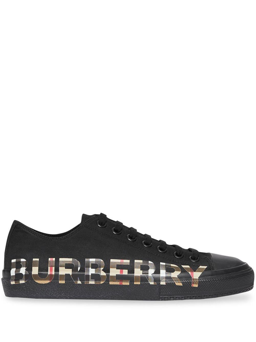 Burberry Contrast Logo Print Sneakers in Black for Men | Lyst