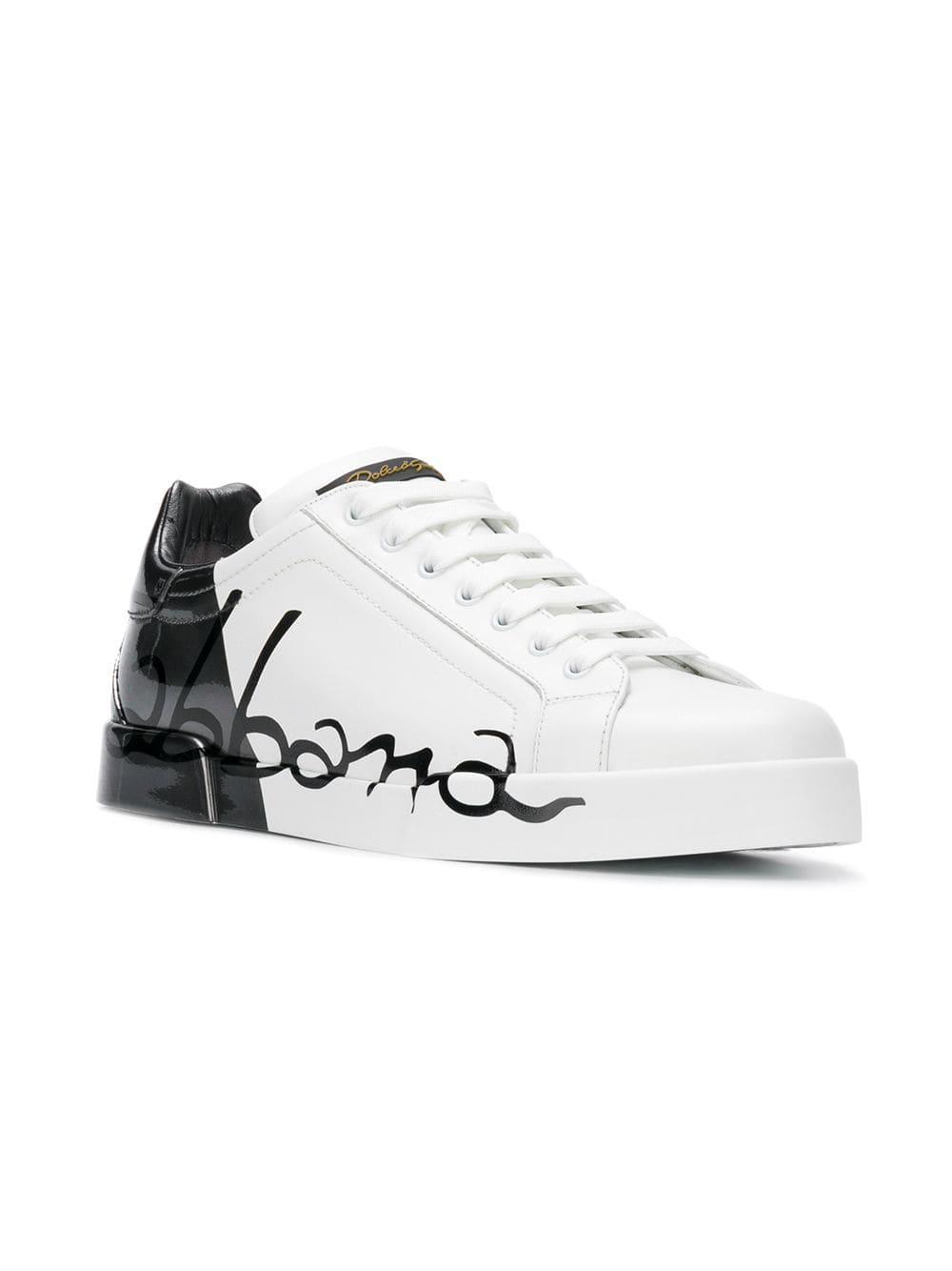 Dolce & Gabbana Portofino Sneakers In Leather And Patent in White 