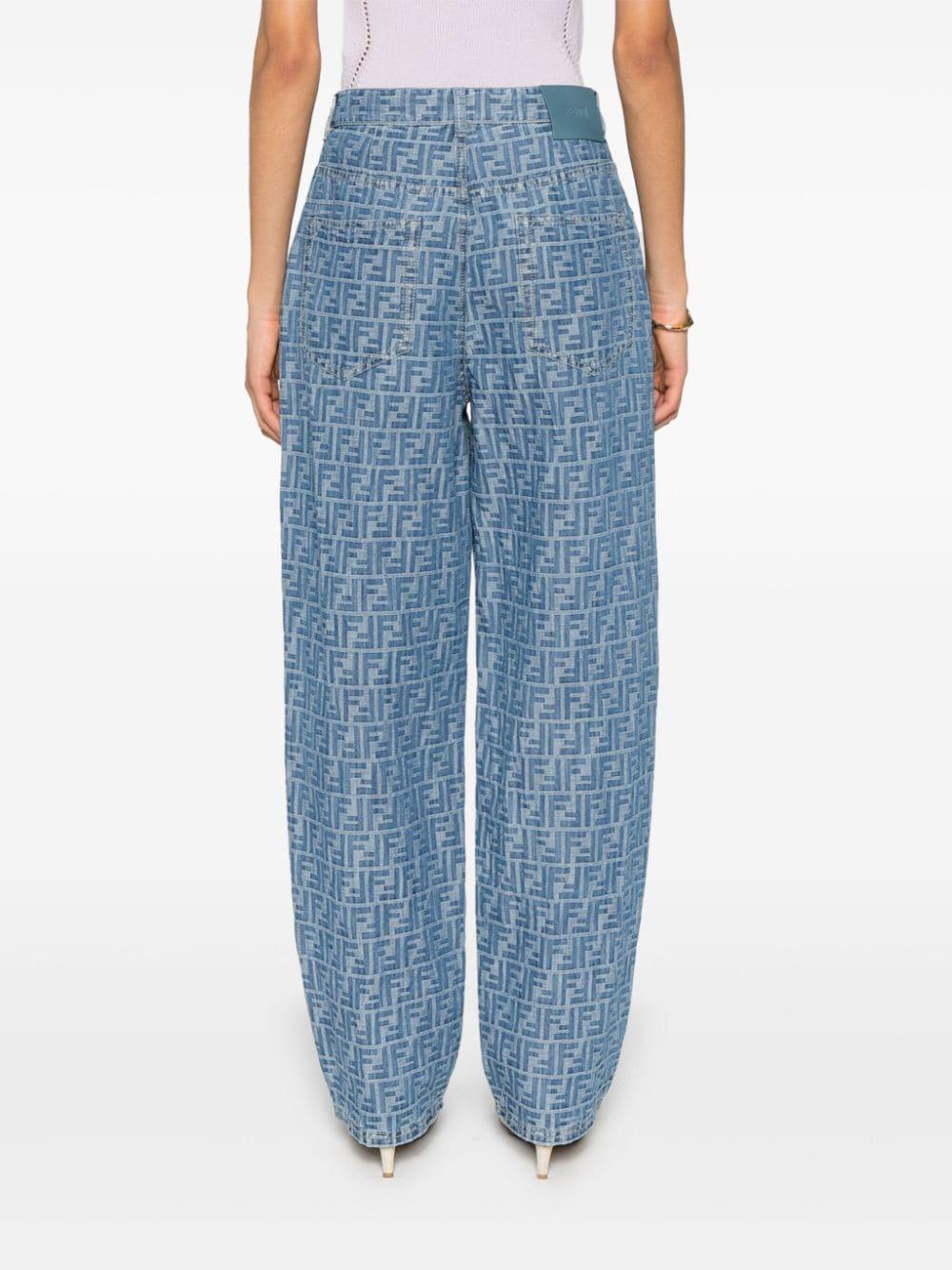 Fendi Ff-motif Chambray Trousers in Blue | Lyst