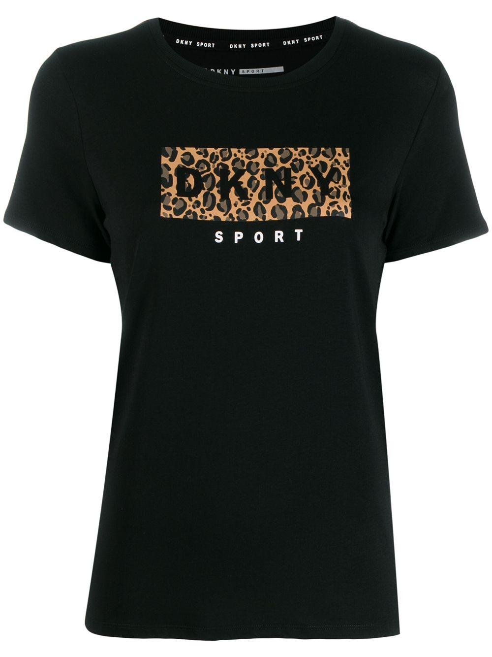 DKNY Cotton Animal Print Logo T-shirt in Black | Lyst