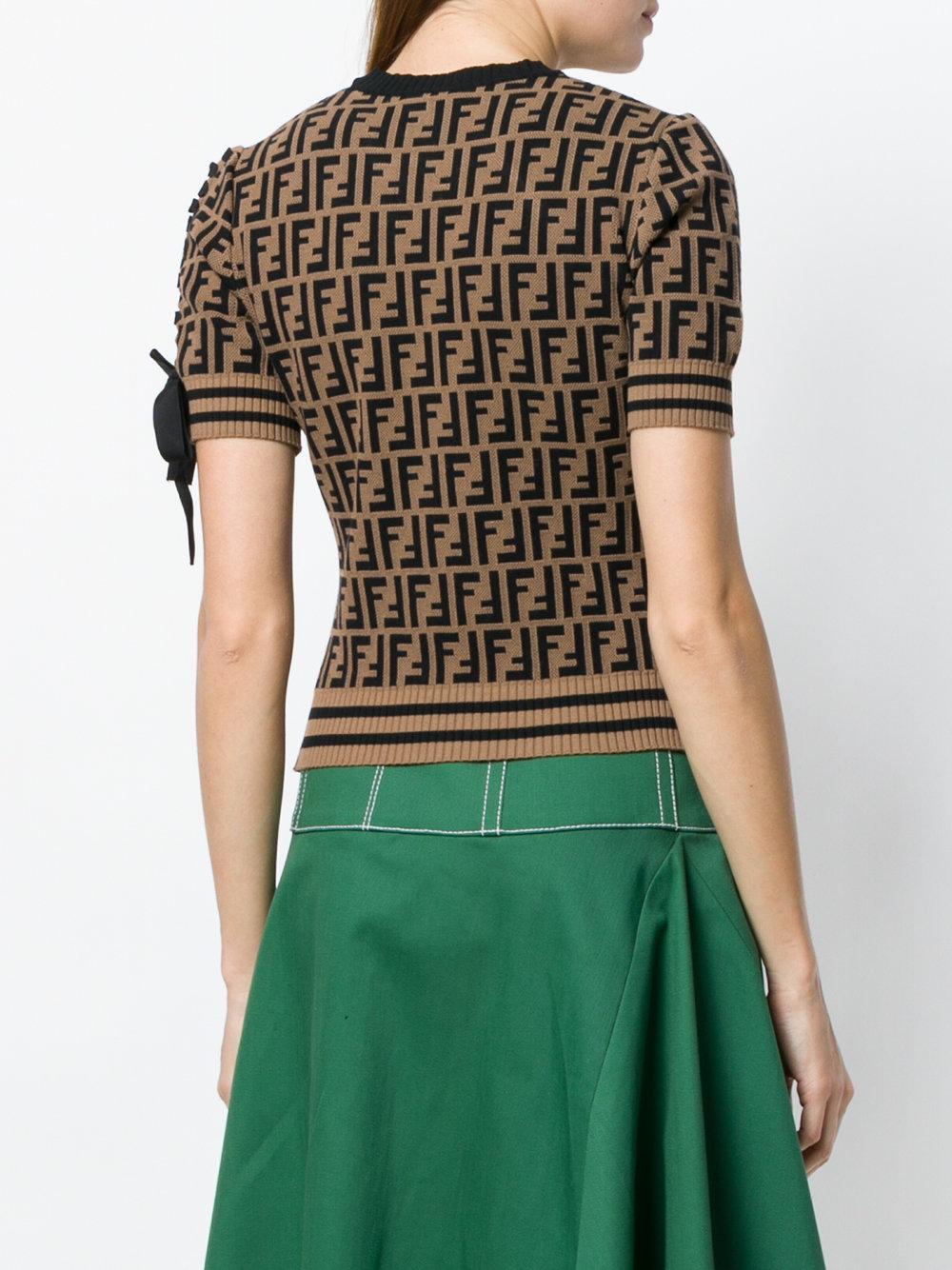 Fendi Synthetic Logo Short-sleeve Sweater in Brown - Lyst