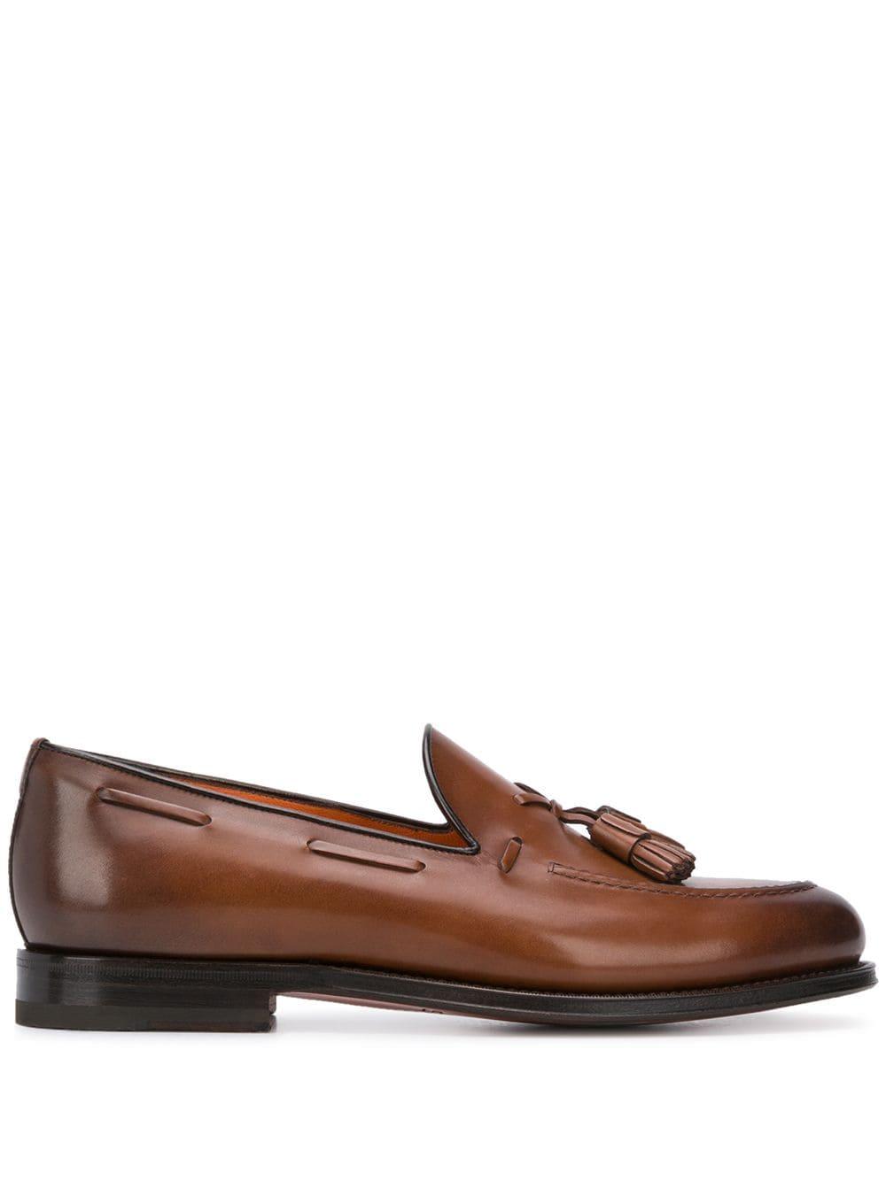 Santoni almond-toe suede loafers - Brown