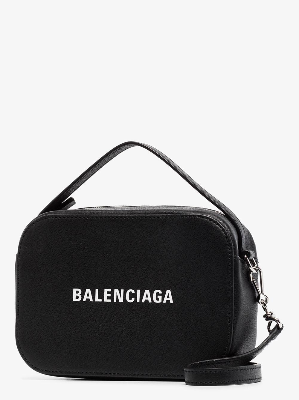 BALENCIAGA Calfskin Logo M Everyday Camera Bag Black 1245477