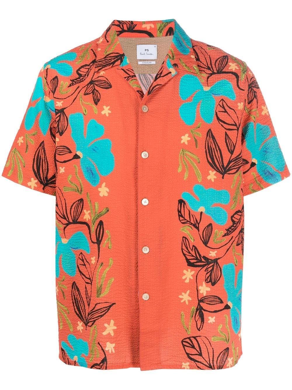 PS by Paul Smith Printed Short Sleeve Shirt in Orange for Men | Lyst
