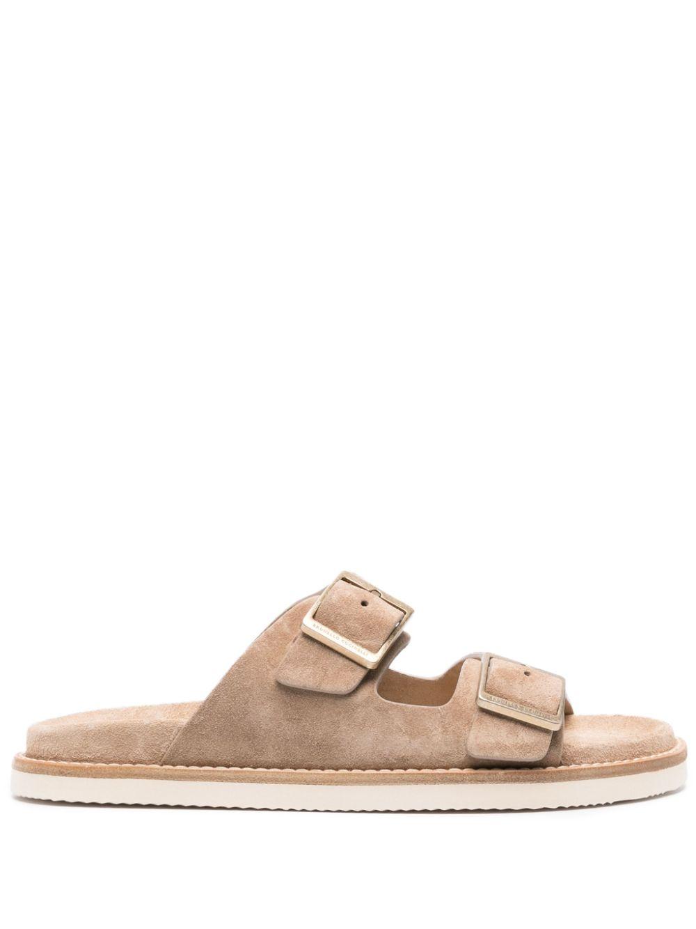 Brunello Cucinelli Leather Sandals in Brown for Men | Lyst