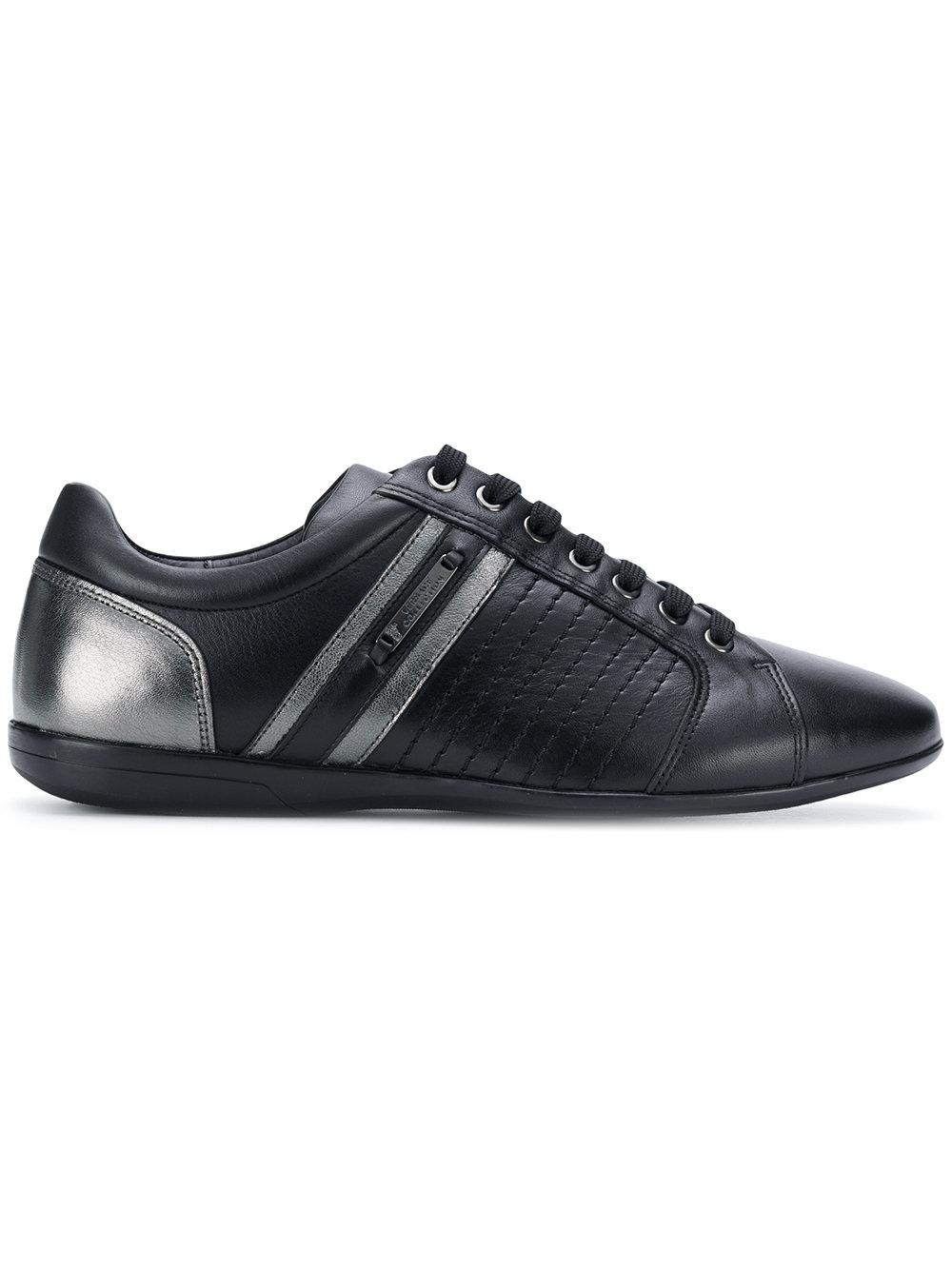 Versace Leather Logo Calf Shoes in Black for Men - Lyst