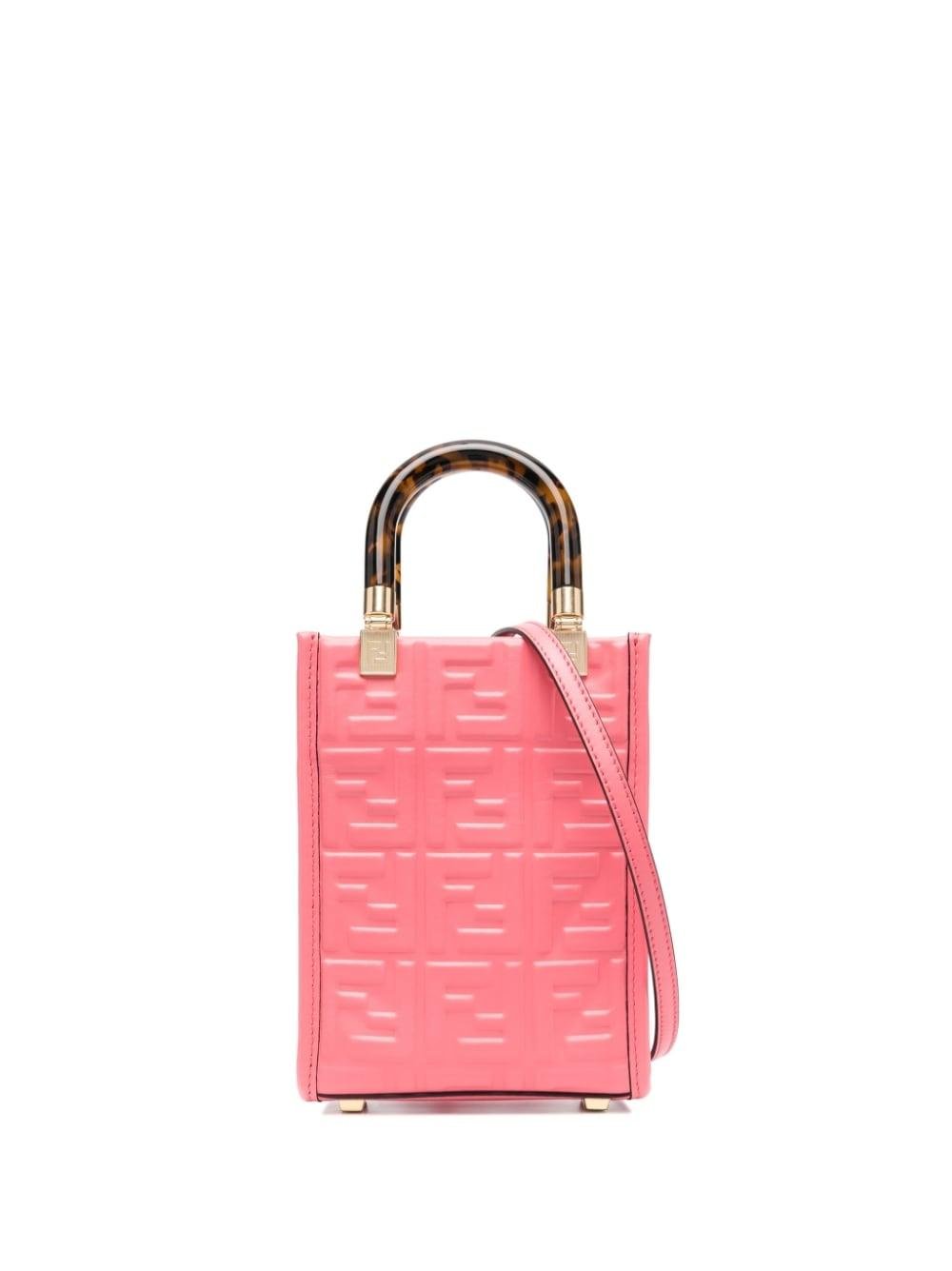 Fendi Sunshine Logo Embossed Mini Shoulder Bag in Pink | Lyst