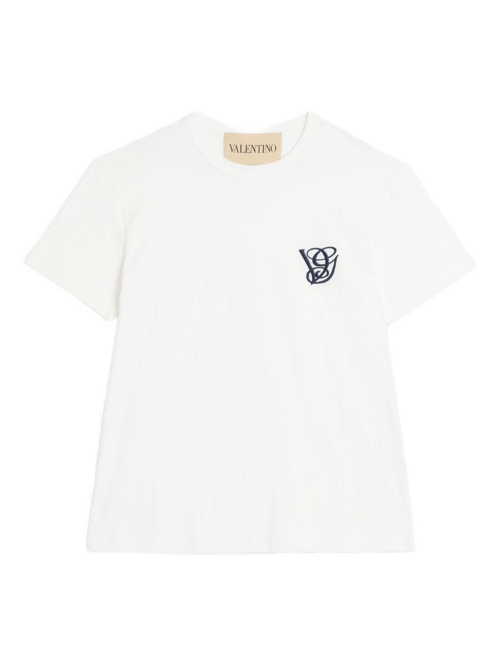 VALENTINO｜SHORT-SLEEVED ROUND NECK T-SHIRTS (2B3MG20V 7 Valentino Garavani Black Red VLTN Short Sleeve Crew Neck T