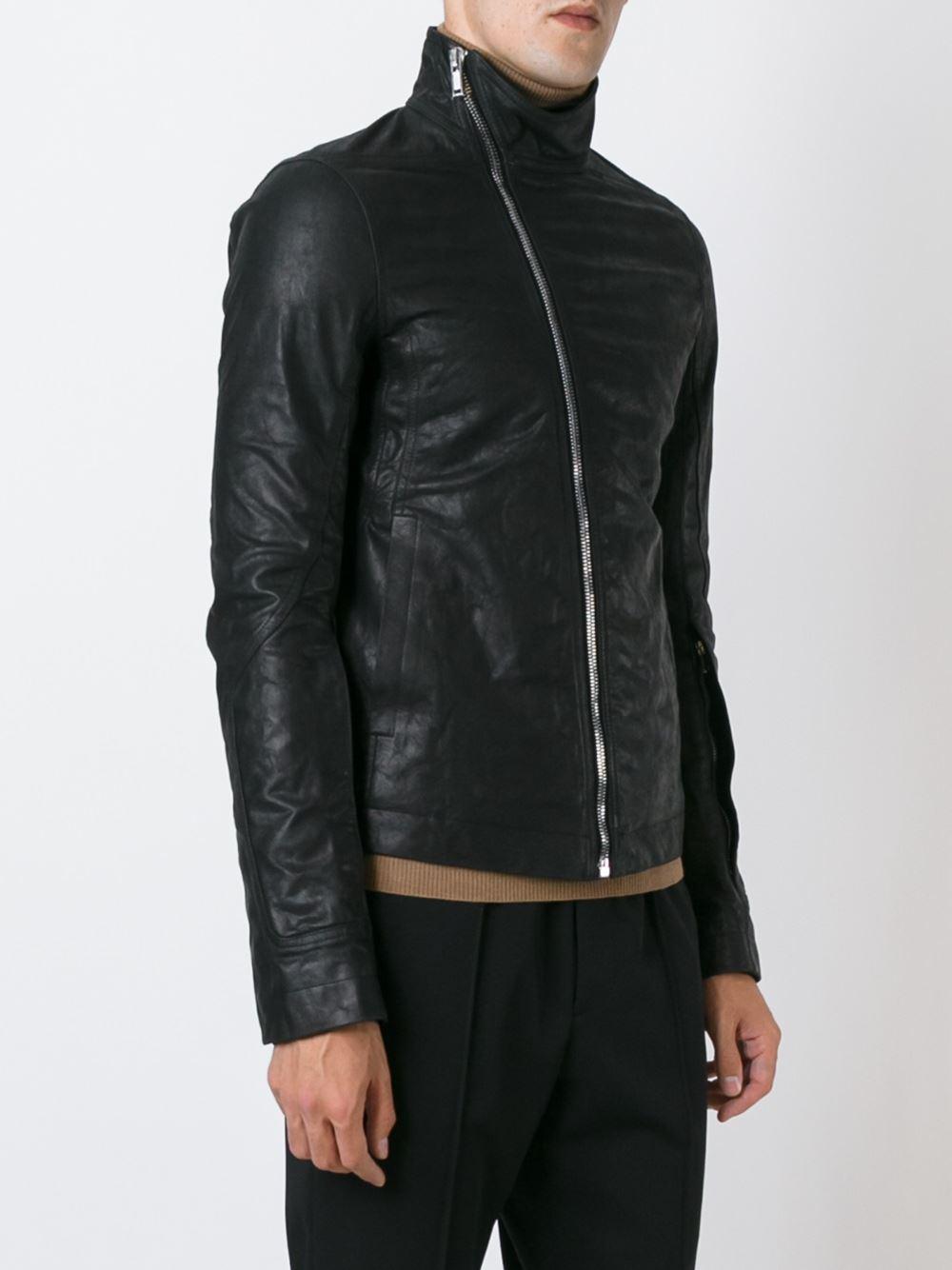 Rick Owens Leather Jacket in Black for Men - Lyst