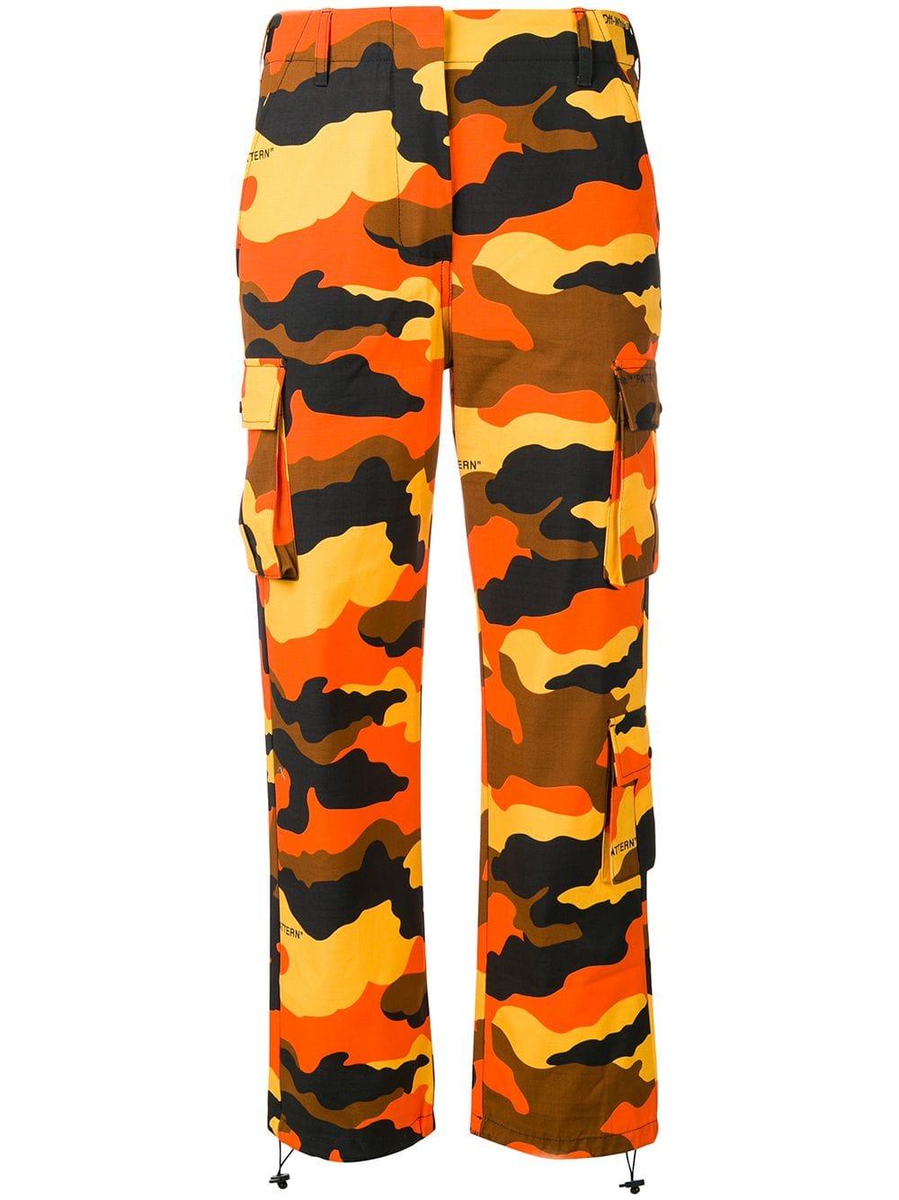 orange and white camo pants
