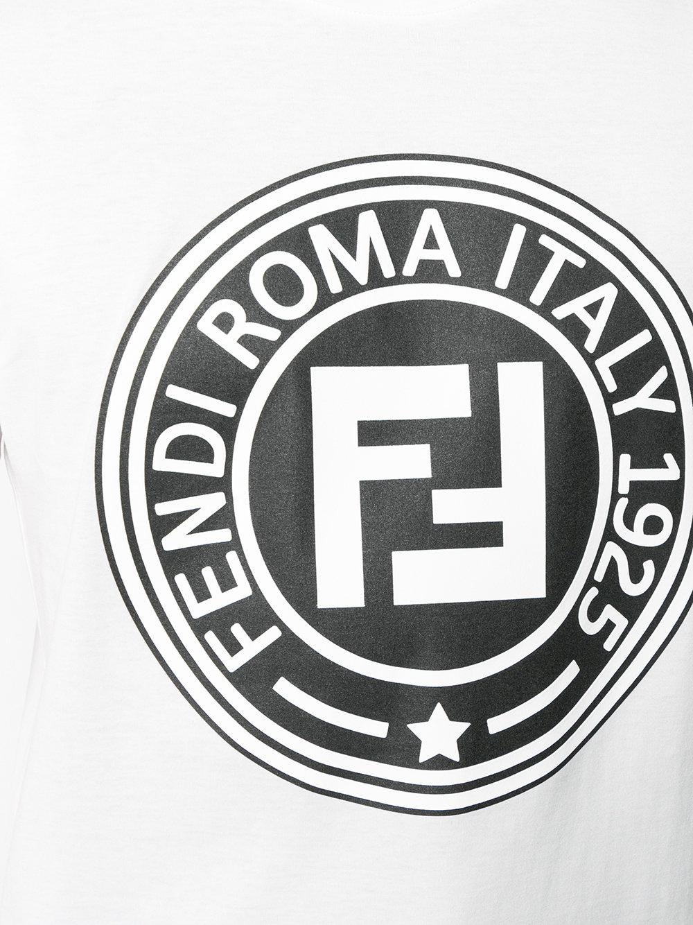 Fendi Cotton T-shirt Circle Logo Print in White for Men - Lyst