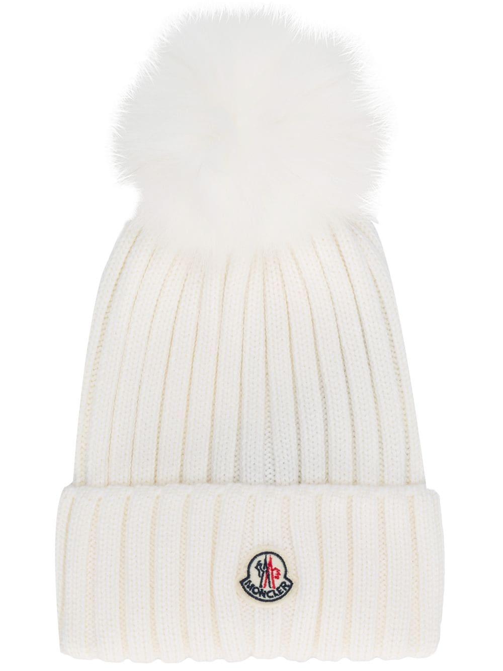 Moncler Fur Pompom Hat in Ivory (White) | Lyst