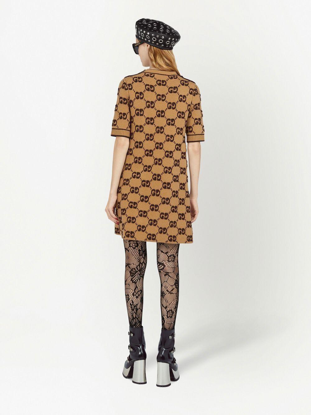 Gucci GG Wool Bouclé Jacquard Dress in Brown | Lyst