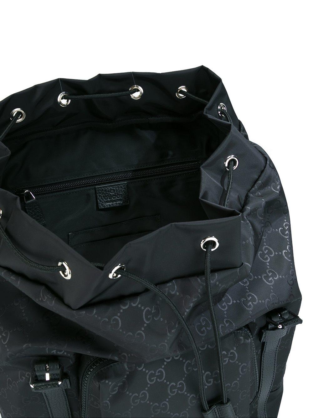 Lyst - Gucci Logo Print Backpack in Black for Men