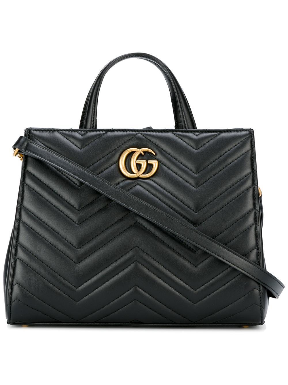 Lyst - Gucci GG Marmont Leather Tote Bag in Black