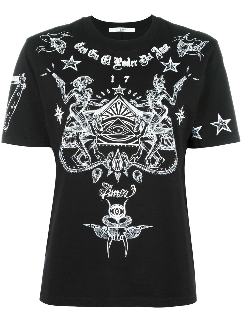 Givenchy Cotton Tattoo Print T-shirt in Black for Men - Lyst