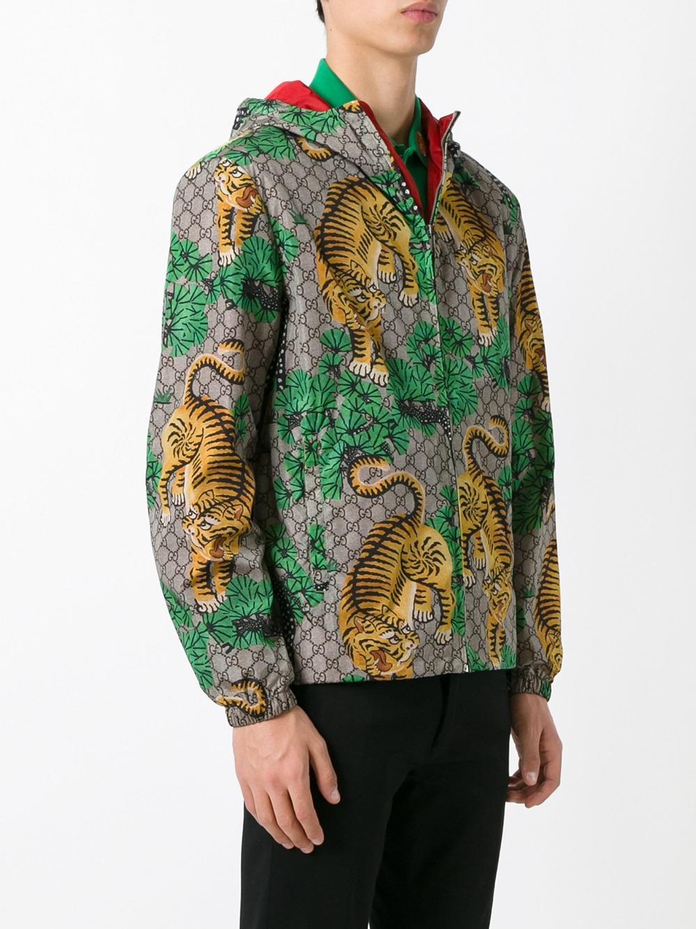 forstyrrelse Forskelle Fjord Gucci Synthetic Bengal Tiger Print Jacket in Green for Men - Lyst