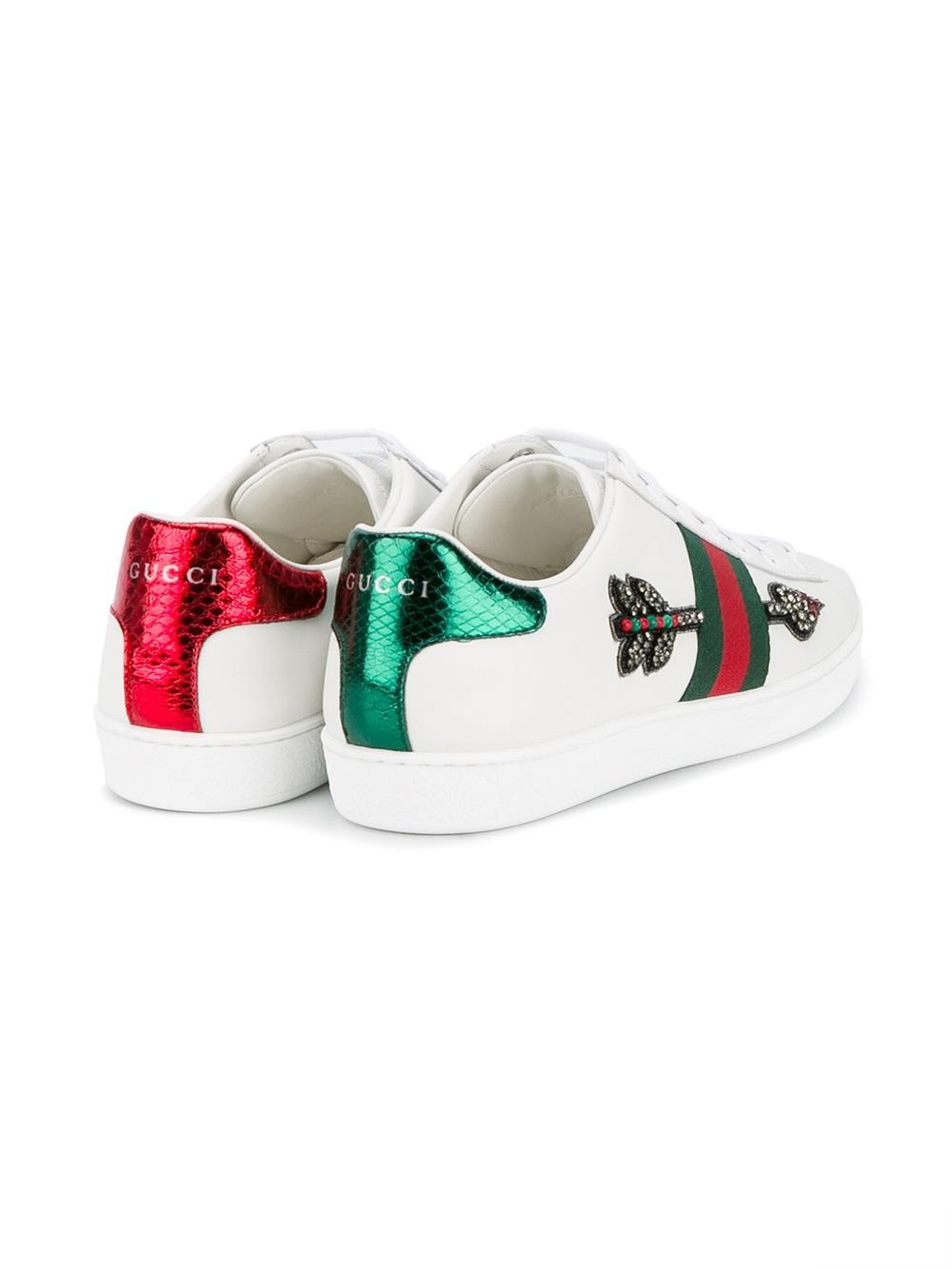 Gucci Leather Ace Sneakers With Lateral 