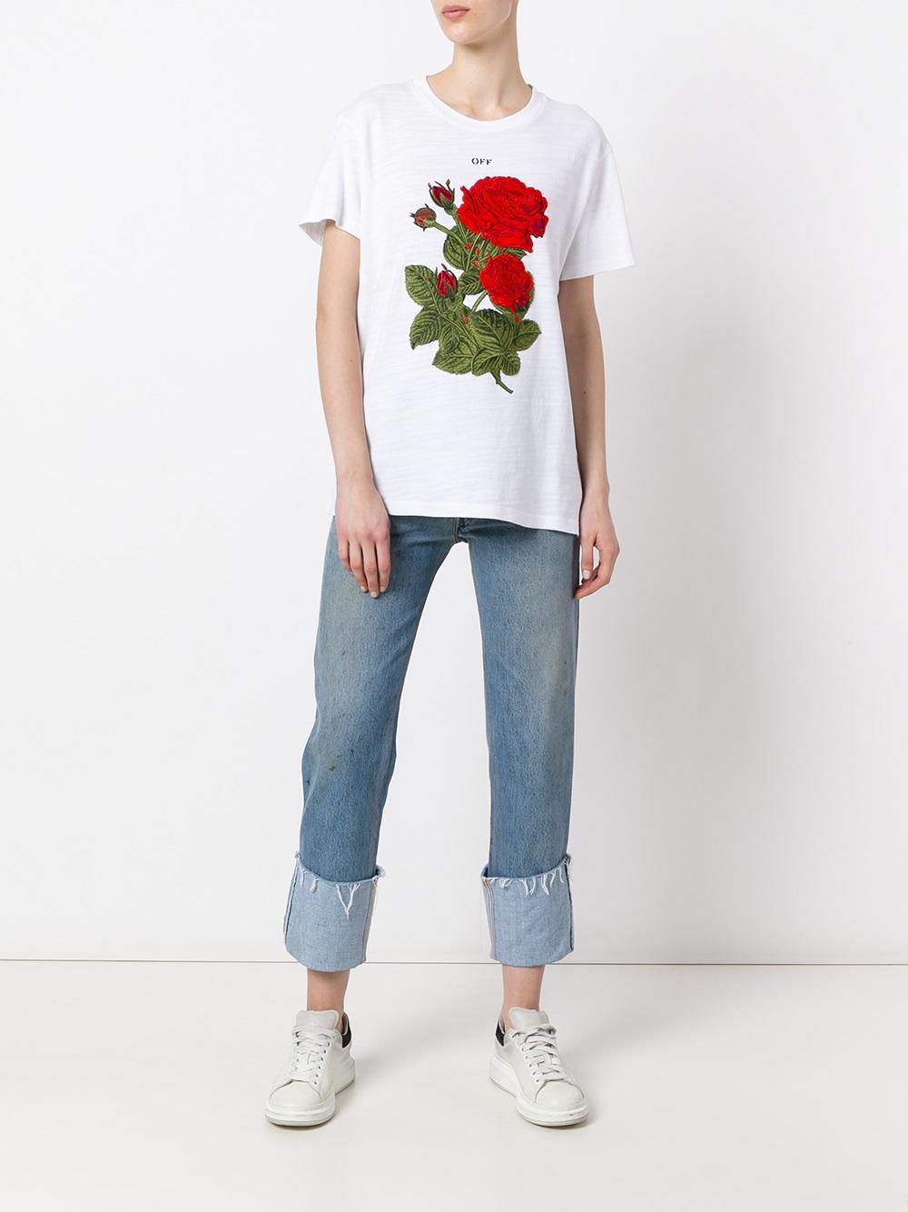 off white rose tee