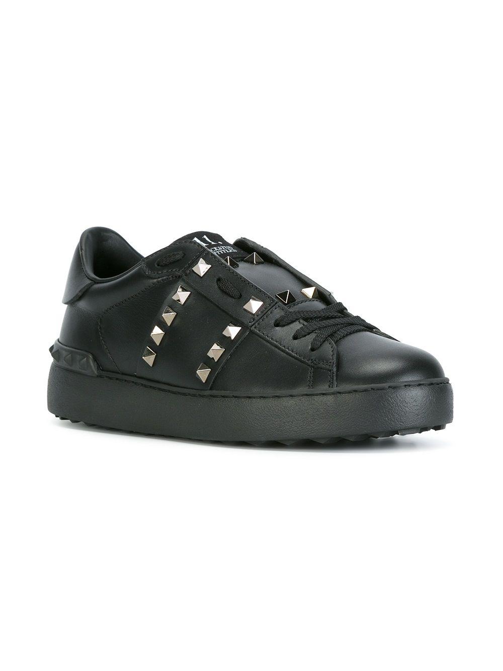 Valentino Garavani Rockstud Untitled Leather Sneakers in Black - Lyst