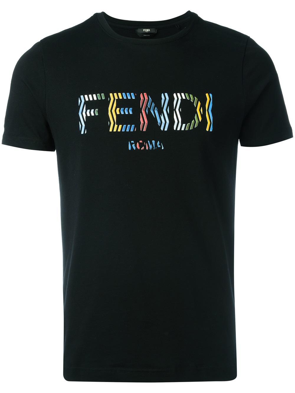 Fendi Cotton Roma T-shirt in Black for Men - Lyst