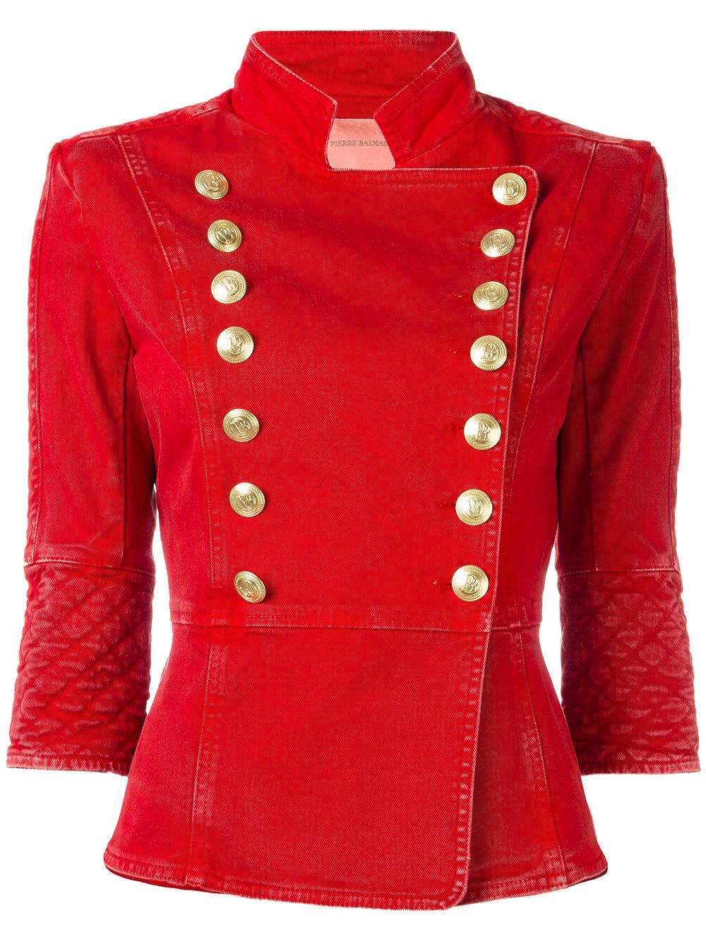 Lyst - Balmain Military Jacket in Red