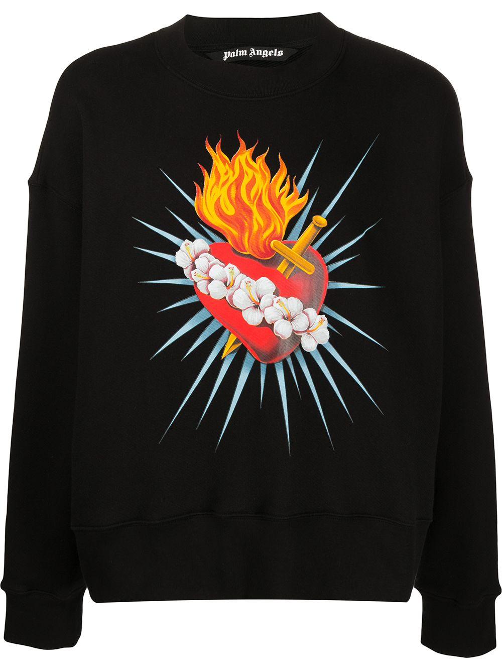 Palm Angels Synthetic Sacred Heart Print Sweater in Black for Men ...
