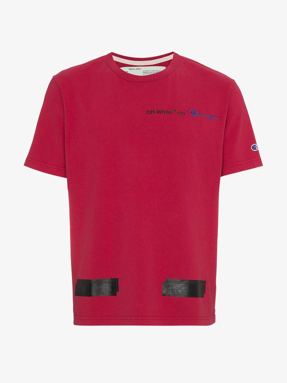 off white champion red shirt