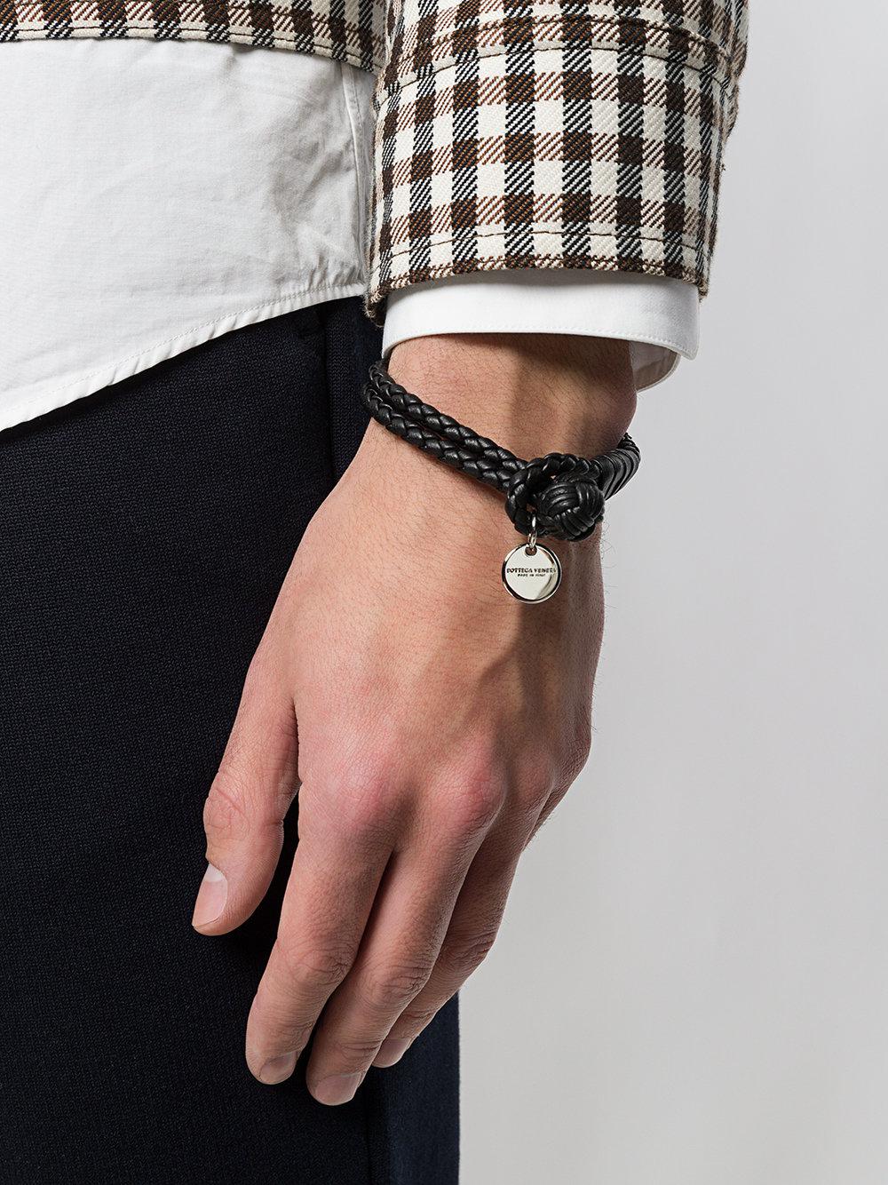 Bottega Veneta Nero Intrecciato Nappa Bracelet in Black for Men | Lyst
