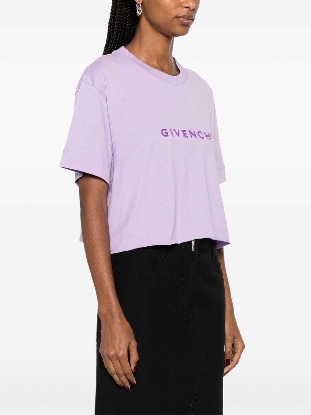 Givenchy Logo Cotton Cropped T-Shirt in Purple | Lyst