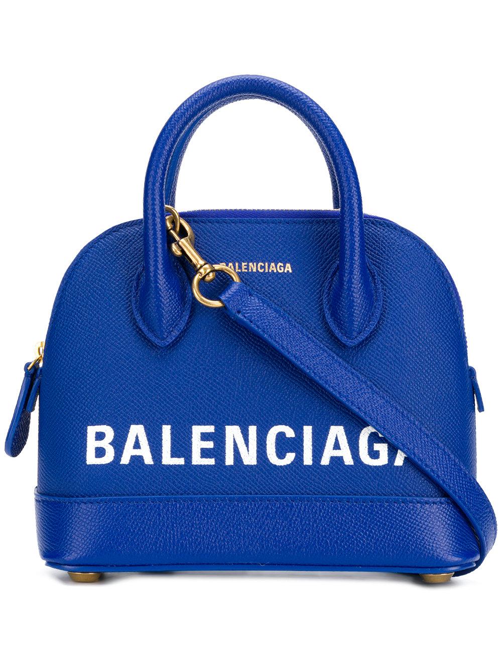 Balenciaga Mini Ville Top Handle Leather Bag in Blue | Lyst