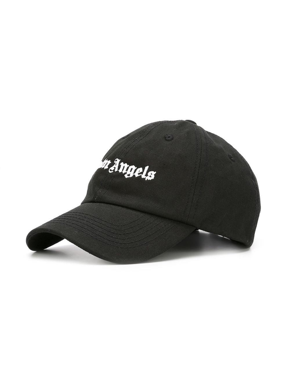 Palm Angels Cotton Logo Embroidered Cap in Black for Men - Lyst