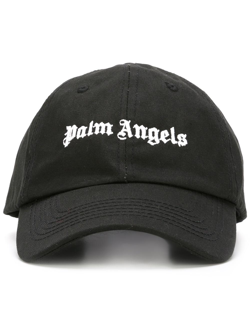 Palm Angels Cotton Logo Embroidered Cap in Black for Men - Lyst