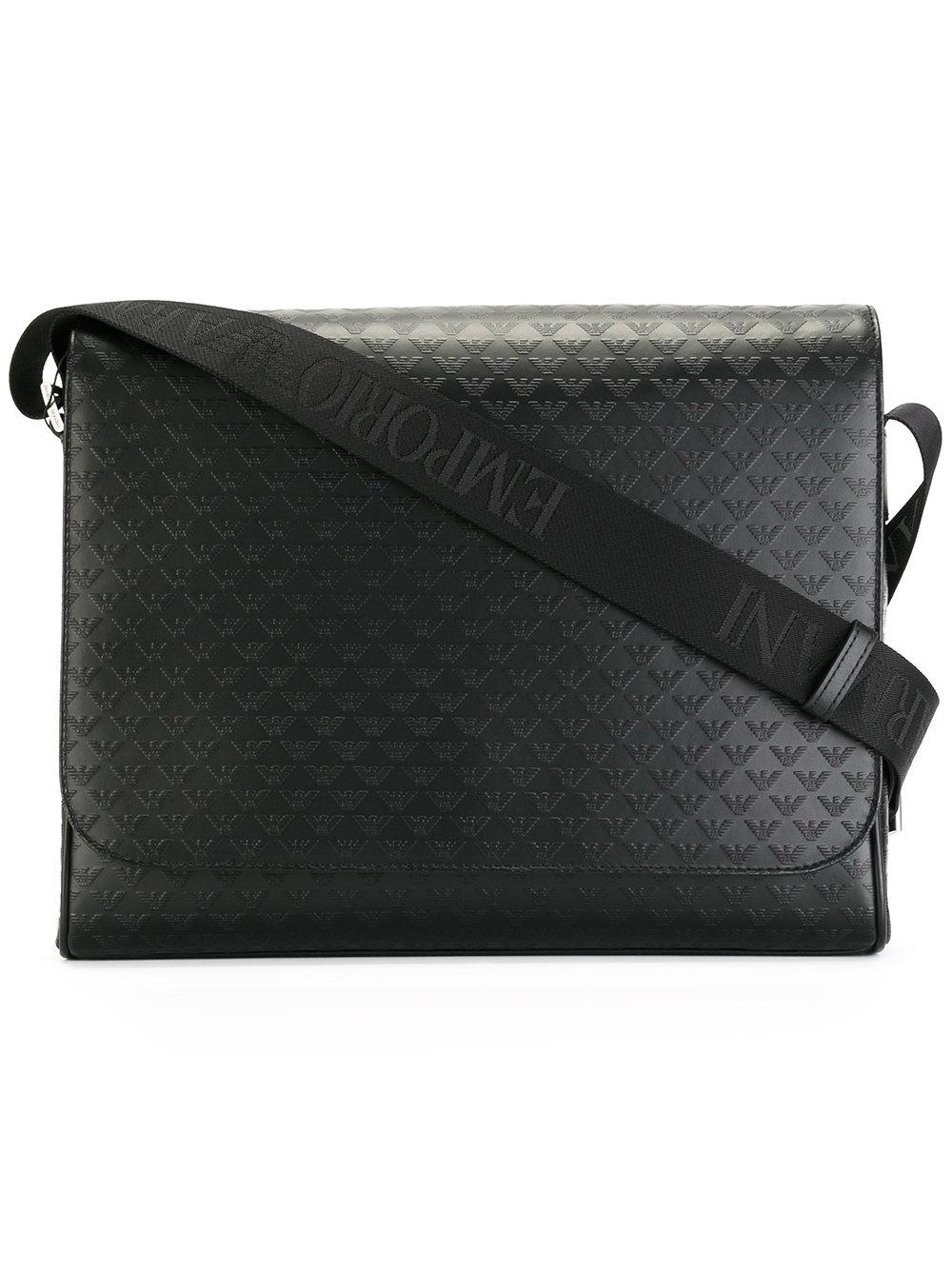 Emporio Armani Leather Messenger Bag in Black for Men Lyst