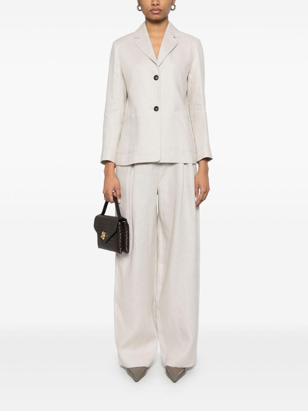 Max Mara Linen Single-Breasted Jacket in White | Lyst