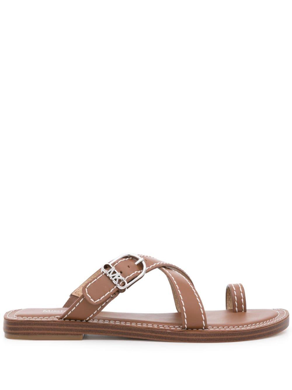 Michael Kors Ashton Leather Flat Sandal in Brown Lyst UK