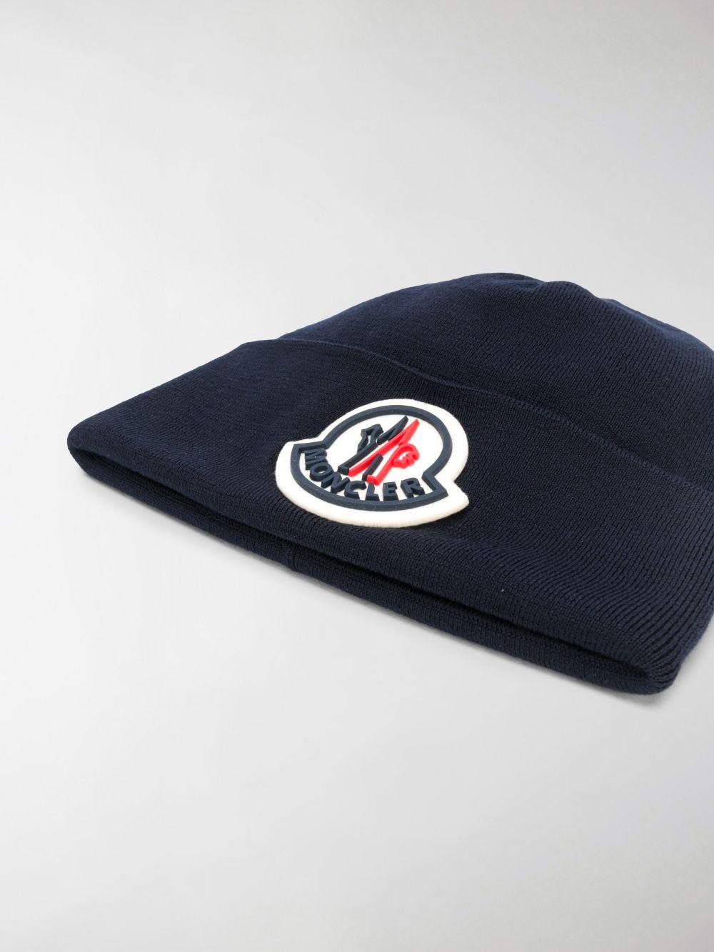 Moncler Wool Logo Patch Beanie in Blue for Men Save 22 Lyst