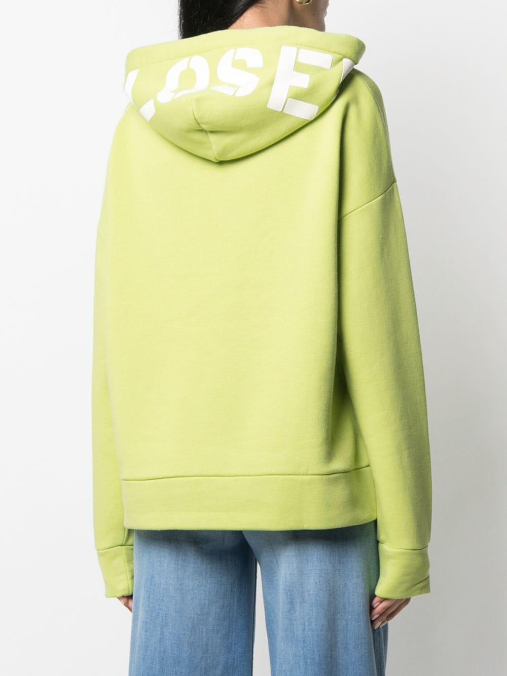 Closed Cotton Slouchy Logo Printed Hoodie in Green | Lyst