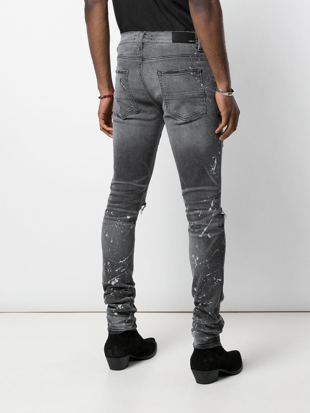 Amiri Distressed Skinny Jeans in Gray for Men | Lyst