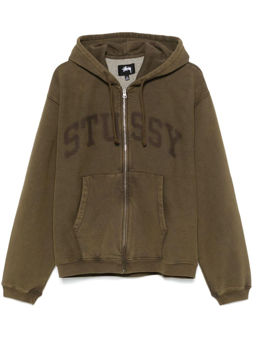 Stussy Logo Cotton Blend Hoodie in Green for Men Lyst UK