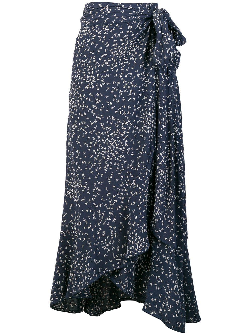 Ganni Barra Crepe Pois Skirt in Blue - Lyst