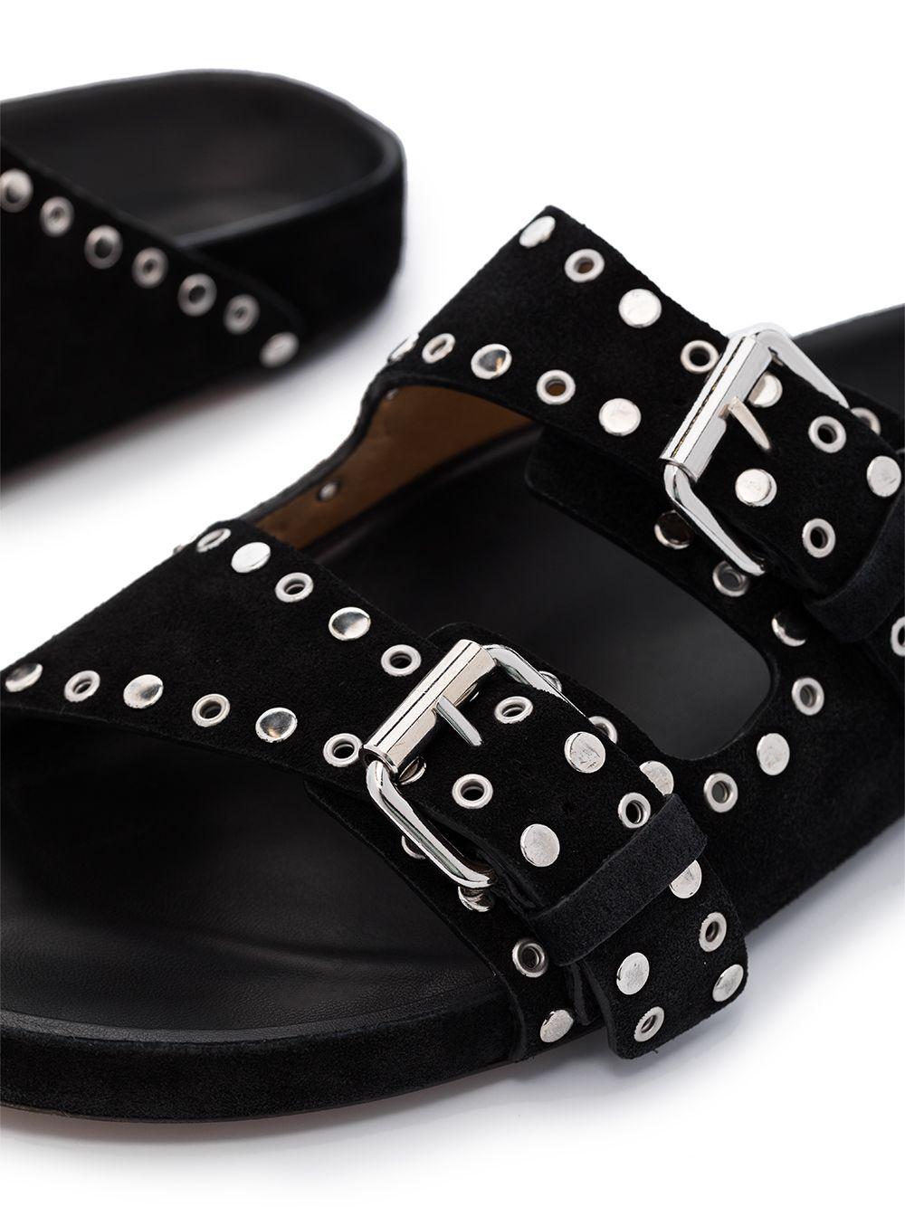 Isabel Marant Lennyo Stud-embellished Suede Sandals in Black 